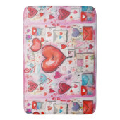 ハートお洒落とラブレターのパターン バスマット (正面縦)