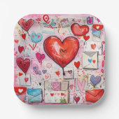 ハートお洒落とラブレターのパターン ペーパープレート (正面)