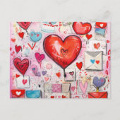 ハートお洒落とラブレターのパターン ポストカード (正面)