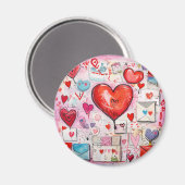 ハートお洒落とラブレターのパターン マグネット (正面/裏面)