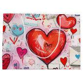 ハートお洒落とラブレターのパターン ラージペーパーバッグ (裏面)