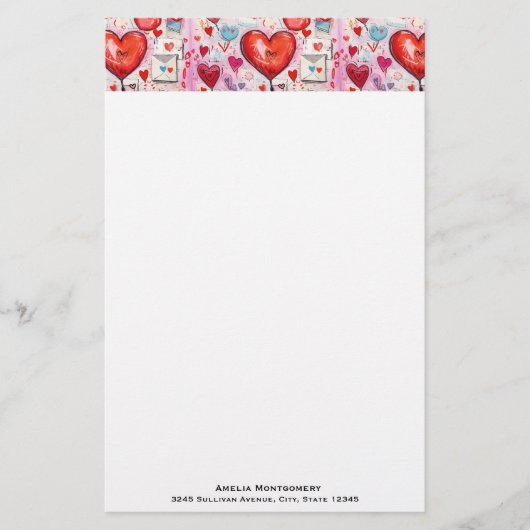 ハートお洒落とラブレターのパターン 便箋 (正面)