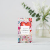 ハートお洒落とラブレターのパターン 名刺 (スタンド正面)