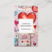 ハートお洒落とラブレターのパターン 名刺 (正面)
