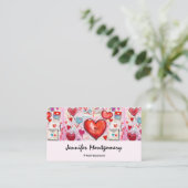 ハートお洒落とラブレターのパターン 名刺 (スタンド正面)