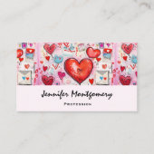 ハートお洒落とラブレターのパターン 名刺 (正面)