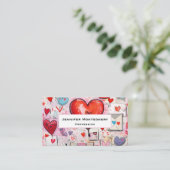 ハートお洒落とラブレターのパターン 名刺 (スタンド正面)