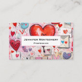 ハートお洒落とラブレターのパターン 名刺 (正面)