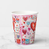 ハートお洒落とラブレターのパターン 紙コップ (裏面)