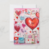 ハートお洒落とラブレターのパタ結婚ーン 出欠カード (裏面)