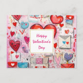 ハートお洒落とラブレターバレンタインデー シーズンポストカード (正面)