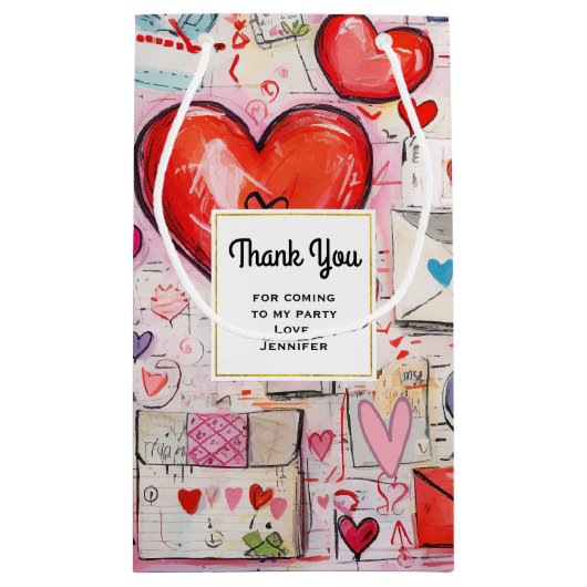 ハートお洒落とラブレターパーティーありがとう スモールペーパーバッグ (裏面)