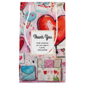 ハートお洒落とラブレターパーティーありがとう スモールペーパーバッグ (正面)