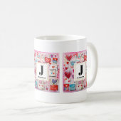 ハートお洒落とラブレター模様モノグラム コーヒーマグカップ (正面右)