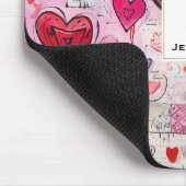 ハートお洒落とラブレター模様モノグラム マウスパッド (コーナー)