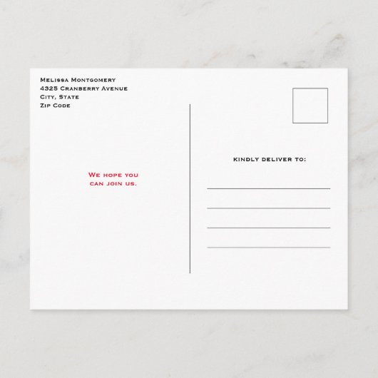 ハートお洒落とラブレター誕生日招待状 インビテーションポストカード (裏面)