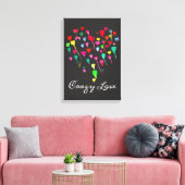 ハートお洒落カラフルレインボーハートアート キャンバスプリント (インサイチュ (リビング))