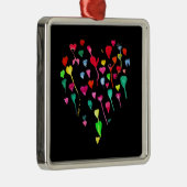 ハートお洒落カラフルレインボーハートアート メタルオーナメント (右)