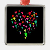 ハートお洒落カラフルレインボーハートアート メタルオーナメント (正面)
