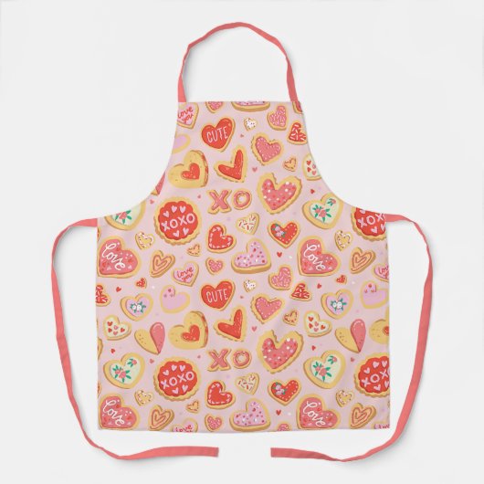 ハートお洒落クッキーデザイン(ピンクトーン) エプロン (正面)