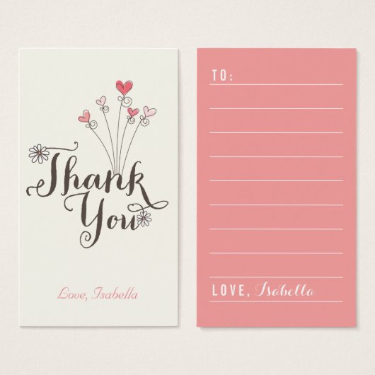 ハートお洒落サンキュースクリプトDIYギフトラベル (正面&裏面)