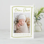 ハートお洒落ズライムグリーンフォト誕生 案内状 (スタンド正面)