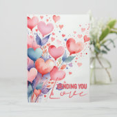 ハートお洒落バルーン水彩愛メッセージ カード (スタンド正面)