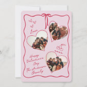 ハートお洒落ファミリーのバレンタインデーの写真カード シーズンカード (正面)