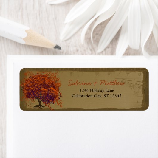 ハートお洒落リープツリーオレンジ&プラム金ゴールド ラベル (インサイチュ)