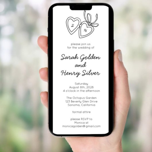 ハートお洒落ロックドードルスケッチデジタルエビット 招待状