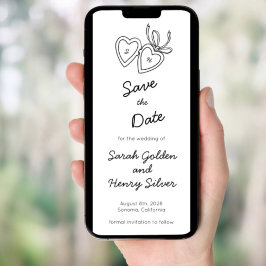 ハートお洒落ロックドードルスケッチデジタルSTD 招待状