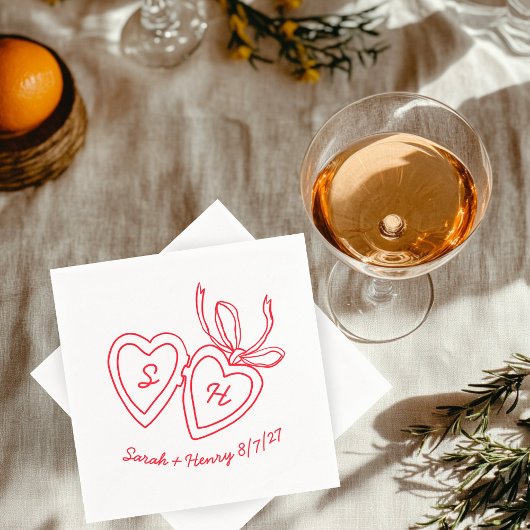 ハートお洒落ロックドードルスケッチモダンカスタム スタンダードカクテルナプキン