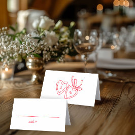 ハートお洒落ロックドードルスケッチモダンカスタム プレイスカード