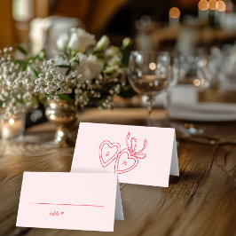 ハートお洒落ロックドードルスケッチモダンカスタム プレイスカード