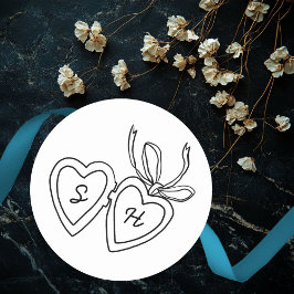 ハートお洒落ロックドードルスケッチモダンカスタム ラウンドシール