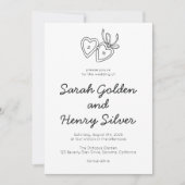 ハートお洒落ロックドードルスケッチモダンカスタム 招待状 (正面)