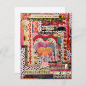 ハートお洒落紙アートグリーティングカード 招待状 (正面/裏面)