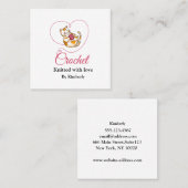 ハートかぎ棒四角名刺の子猫 スクエア名刺 (正面/裏面)