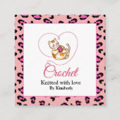 ハートかぎ棒四角名刺の子猫 スクエア名刺 (正面)