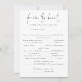 ハートからカップル結婚のゲームカードへ 招待状 (正面)