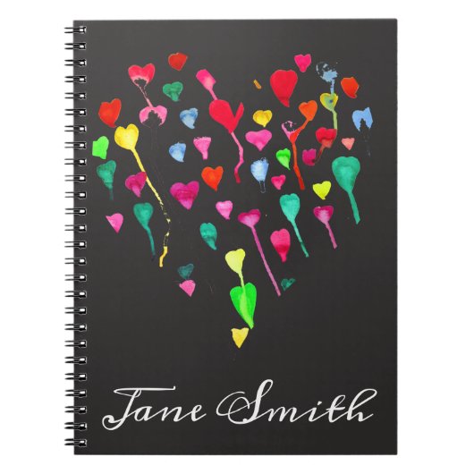 ハートかわいいカラフルお洒落ハートアート ノートブック (正面)
