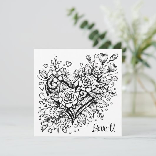 ハートかわいらしと花があなたを愛する | カラーリングページ (スタンド正面)