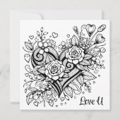 ハートかわいらしと花があなたを愛する | カラーリングページ (正面)