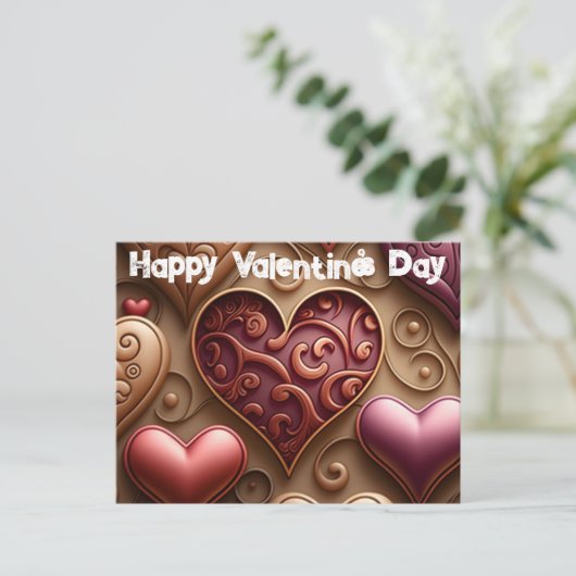 ハートかわいらしバレンタインデーはがき シーズンポストカード (スタンド正面)