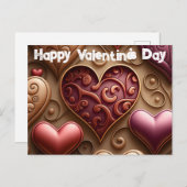 ハートかわいらしバレンタインデーはがき シーズンポストカード (正面/裏面)