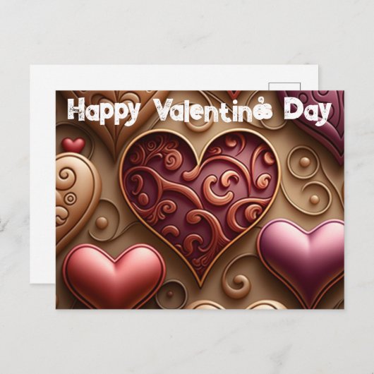 ハートかわいらしバレンタインデーはがき シーズンポストカード (正面/裏面)