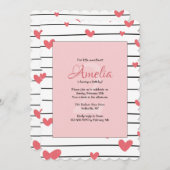 ハートがいっぱいのお誕生日招待状 招待状 (正面/裏面)