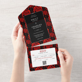 ハートがいっぱい！オシャレな結婚式招待状 オールインワン招待状