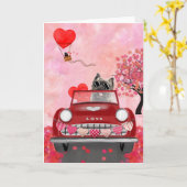ハートがいっぱい!バレンタインデーに愛を乗せてドライブするケアン・テリア カード (黄色い花)