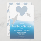 ハートがサメに赤ん坊のシャワー後に 招待状 (正面/裏面)